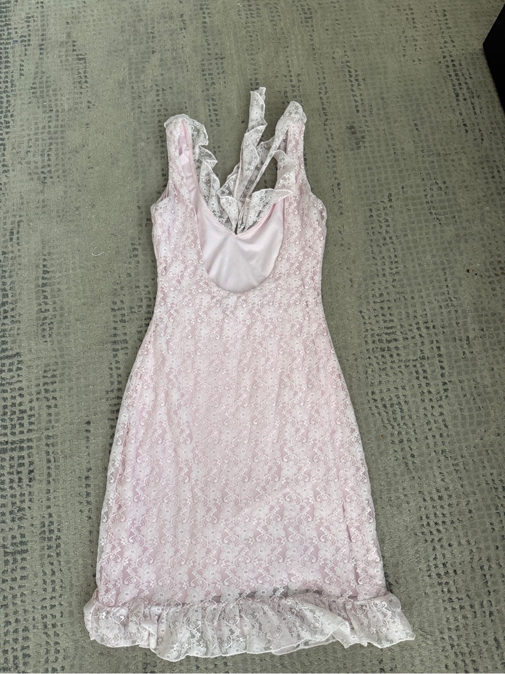 Pink Ruffle Lace Mini Dress - Picture 3 of 4